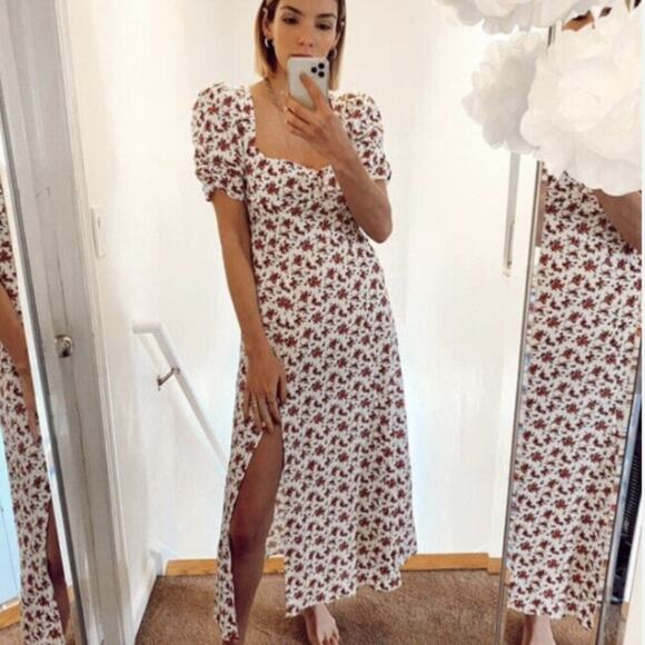 Danielle Bernstein Floral Maxi Slip Dress White - Picture 1 of 9